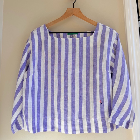 Clare V Tops - Clare V Célia Blouse - Purple &
White Linen Stripe / XS like new original $215